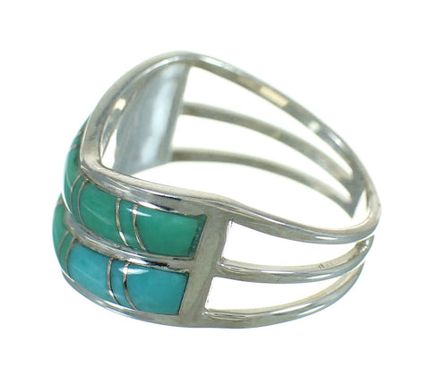 Sterling Silver Turquoise Inlay Ring Size 8-1/4 RX85519